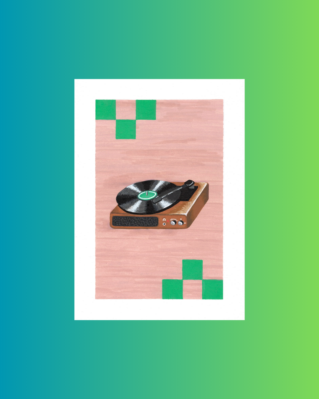 Konsttryck: Vinylspelare